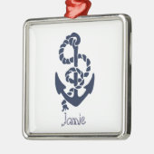 Nautical Navy Anchor Pattern Metalen Ornament (Links)