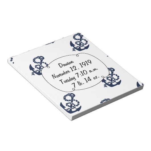 Nautical Navy Anchor Pattern Notitieblok (Schuin)