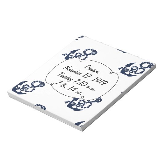 Nautical Navy Anchor Pattern Notitieblok (Linkerzijde)