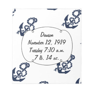 Nautical Navy Anchor Pattern Notitieblok