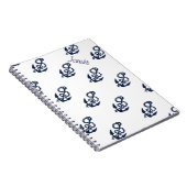 Nautical Navy Anchor Pattern Notitieboek (Rechterzijde)
