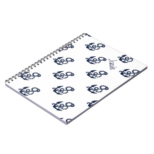 Nautical Navy Anchor Pattern Notitieboek (Linkerzijde)