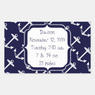 Nautical Navy Anchor Pattern Rechthoekige Sticker