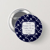 Nautical Navy Anchor Pattern Ronde Button 5,7 Cm (Voorkant /achterkant)