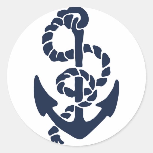 Nautical Navy Anchor Pattern Ronde Sticker (Voorkant)