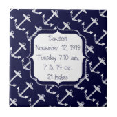 Nautical Navy Anchor Pattern Tegeltje (Voorkant)