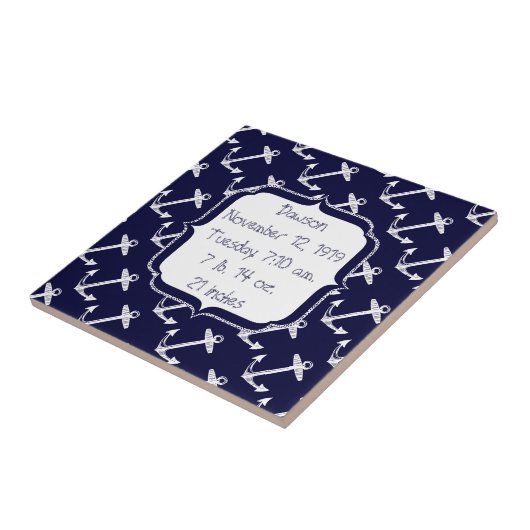 Nautical Navy Anchor Pattern Tegeltje (Zijkant)