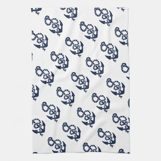 Nautical Navy Anchor Pattern Theedoek (Verticaal)