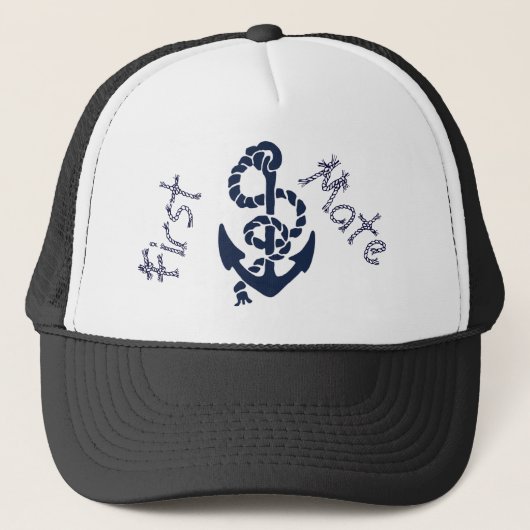 Nautical Navy Anchor Pattern Trucker Pet (Voorkant)