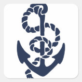 Nautical Navy Anchor Pattern Vierkante Sticker (Voorkant)