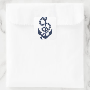 Nautical Navy Anchor Pattern Vierkante Sticker