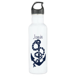 Nautical Navy Anchor Pattern Waterfles