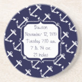 Nautical Navy Anchor Pattern Zandsteen Onderzetter (Voorkant)