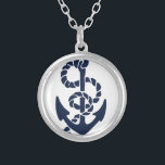 Nautical Navy Anchor Pattern Zilver Vergulden Ketting<br><div class="desc">Nautical Navy Anchor Pattern</div>
