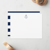 Nautical Navy Anchor Personalized Stationery Notitiekaartje (Voorkant / Achterkant in situ)