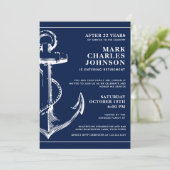 Nautical Navy Anchor Retirement Kaart (Staand voorkant)