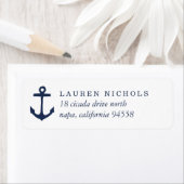 Nautical Navy Anchor Return Address Etiket (Insitu)