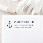 Nautical Navy Anchor Return Address Etiket (Insitu)