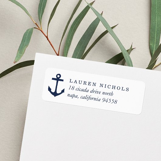 Nautical Navy Anchor Return Address Etiket