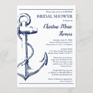 Nautical Navy Anchor Surprise Vrijgezellenfeest Re Kaart