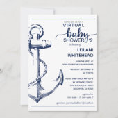 Nautical Navy Anchor Virtual Baby shower Kaart (Voorkant)