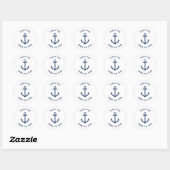 Nautical Navy Anchor Wedding Dank je wel! Ronde Sticker (Vel)
