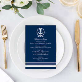 Nautical Navy Anchor Wedding Monogram Dinner Menu