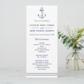Nautical Navy Anchor Wedding Programmakaart (Staand voorkant)