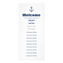 Nautical Navy Anchor Wedding Programme Reclamekaart