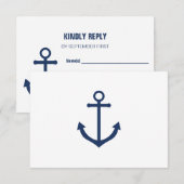 Nautical Navy Anchor Wedding RSVP Responskaarten Kaart (Voorkant / Achterkant)