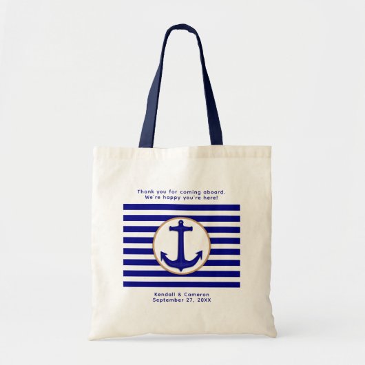 Nautical Navy Anchor Welcome Wedding Bag Tote Bag (Voorkant)