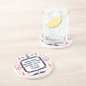 Nautical Navy Anchor, Whale Octopus Pattern Zandsteen Onderzetter (Zijkant)