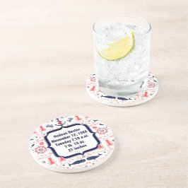 Nautical Navy Anchor, Whale Octopus Pattern Zandsteen Onderzetter