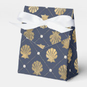 Nautical Navy and Gold Shell Pattern Bedankdoosjes (Voorkant Zijde)