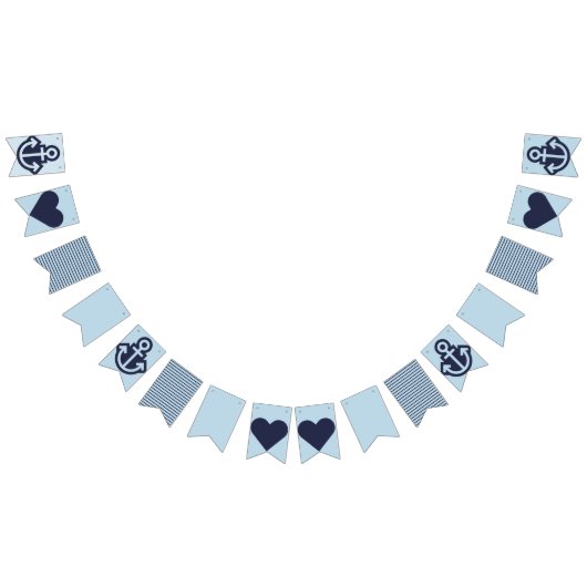 Nautical Navy and Light Blue Bunting Vlaggetjes (Alle)