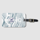 Nautical Navy and White Anchor Monogram Bagagelabel (Voorkant (horizontaal))