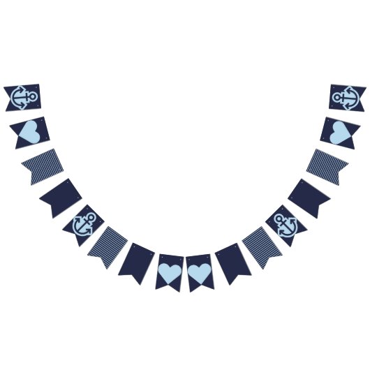 Nautical Navy and White Bunting Vlaggetjes (Alle)