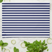 Nautical Navy and White Cabana Stripes Theedoek (Gevouwen)