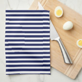 Nautical Navy and White Cabana Stripes Theedoek (Quarter Fold)