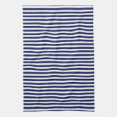 Nautical Navy and White Cabana Stripes Theedoek (Verticaal)