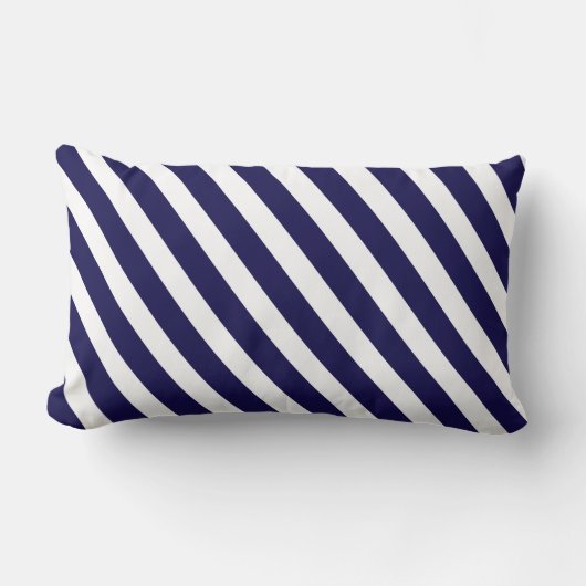 Nautical Navy and White Diagonal Stripes Kussen (Voorkant)