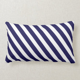 Nautical Navy and White Diagonal Stripes Kussen