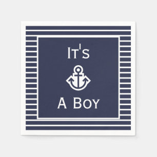 Nautical Navy and White Het is een jongen gestript Servet