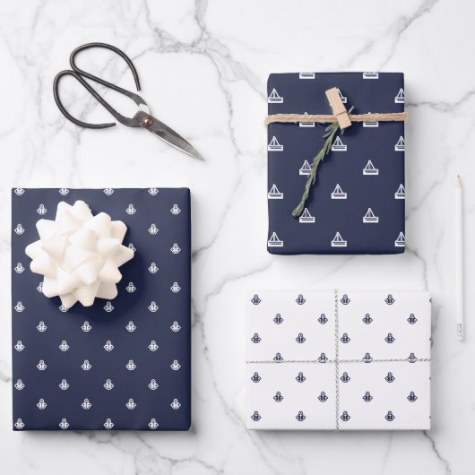 Nautical Navy and White Inpakpapier Vel (Voorkant)