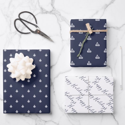 Nautical Navy and White Inpakpapier Vel (Voorkant)