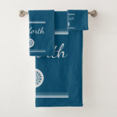Nautical Navy and White Sailboat Bath Towel Bad Handdoek (Insitu)
