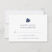 Nautical Navy and White Ship RSVP Card Kaartje (Voorkant)