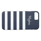 Nautical Navy and White Stripe iPhone Case (Achterkant (Horizontaal))