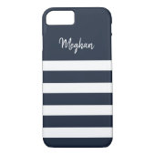 Nautical Navy and White Stripe iPhone Case (Achterkant)