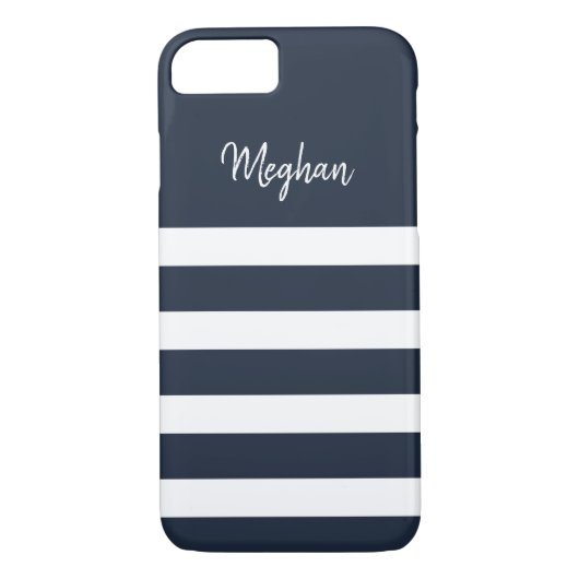 Nautical Navy and White Stripe iPhone Case (Achterkant)